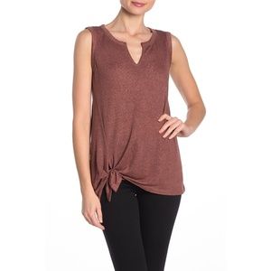 NWT Nordstrom Bobeau Tie Front Split Neck Knit Top